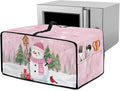 Convection Oven Dustproof Cover with Pockets Washable Toaster Oven Cover Winter Small Appliance Accessories for Kitchen Countertop Christmas Decor, Snowman Cardinal Snowflake Tree Print, L