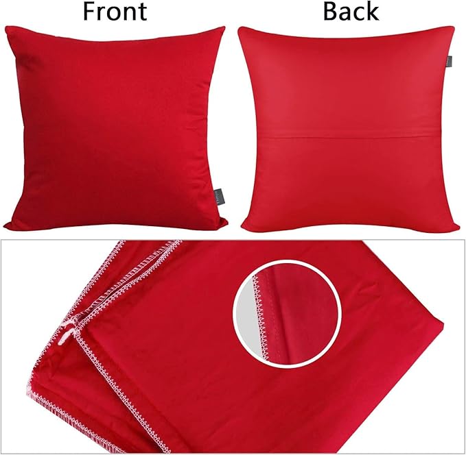 Thmyo 4-Pack 100% Cotton Comfortable Solid Decorative Throw Pillow Case Square Cushion Cover Pillowcase Sublimation Blank Christmas DIY Throw Pillow Covers for Couch Sofa Bed(20x20inch/50x50cm,Red)