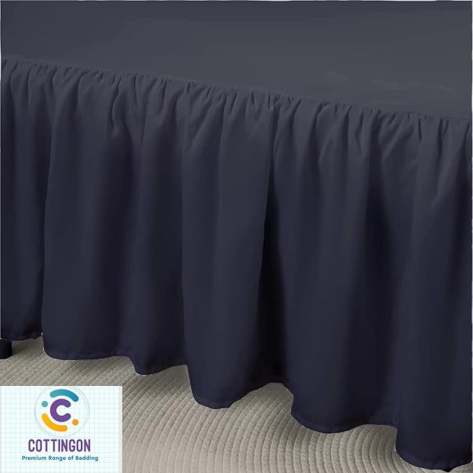 Ruffled Bed Skirt with Split Corners-Dust Ruffle - 15" Drop 100% Microfiber Soft,Sheen & Luxurious Look - Bed Skirts (Dark Grey -Queen)