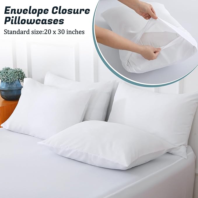 Extra Deep Pocket Twin Sheet Set for Air Mattress, 3 Piece Air Bed Sheets Set with 18-24 Inches Depth, Soft & Breathable Inflatable Bed Sheet Set with Flat Sheet, Fitted Sheet and Pillowcase, White