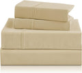 Holtel Luxury Twin Sheet Set - 3 Piece Soft Microfiber Sheets for Twin Size Bed, 16" Deep Pocket Easy Care Wrinkle Free Cooling Bedding Sheet and Pillowcase Set, Beige