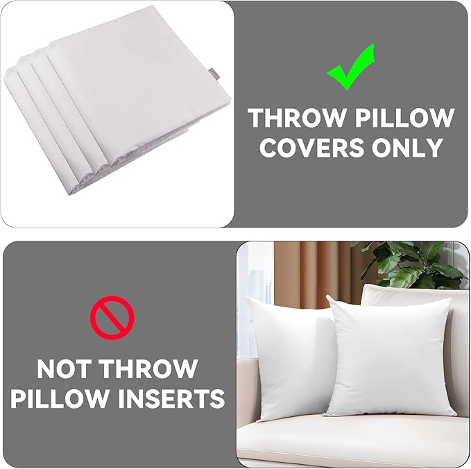 Thmyo 4-Pack 100% Cotton Comfortable Solid Decorative Throw Pillow Case Square Cushion Cover Pillowcase Sublimation Blank Pillow Covers Christmas DIY Throw Pillowcase for Sofa(22x22inch/55x55cm,White)