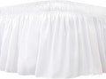 Biscaynebay Wrap Around Bed Skirts for Full & Full XL Beds with Extra Long Drop of 21", White Adjustable Elastic Dust Ruffles Easy Fit Wrinkle Resistant Silky Luxurious Fabric Machine Washable
