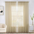 MIULEE 2 Panels Solid Color Sheer Window Curtains Elegant Window Voile Panels/Drapes/Treatment for Bedroom Living Room (54 X 102 Inches Beige)