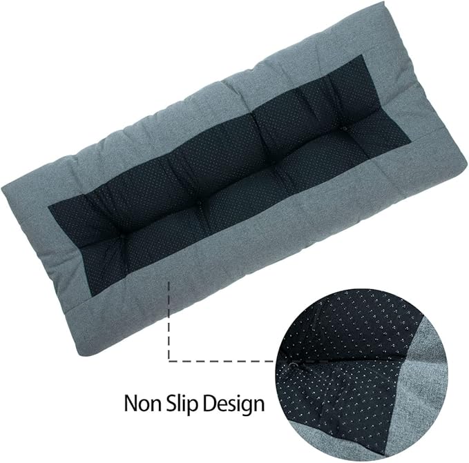 FUNHOME Outdoor Bench Cushion 45 x18 inch with Non-Slip Grips,Water Resistant Porch Swing Cushion,Bench Pillow Pads,Tufted Cushions for Patio Garden Furniture,45" Seat Cushions(Dark Gray)