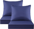 Outdoor Patio Chair Cushions Set, 22" x 22", Set of 2, Water-Repellent, Fade Resistant, Deep Seat Bottom and Back Cushion for Backyard, Couch, Sofa and Patio Furniture, Navy