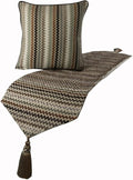 The HomeCentric Decorative Designer Handmade Bed Runner with Decorative Throw Pillow Cover, 68 x 18 Inch Velvet Designer Full Size Bed Scarf with Tassle & Bead Embroidered Bed Linen - Chevron Fun