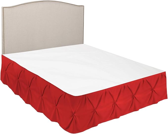 Nestl Red Bed Skirt - Cal King Size, Pinch Pleat, 14" Drop, Hotel Quality, Microfiber