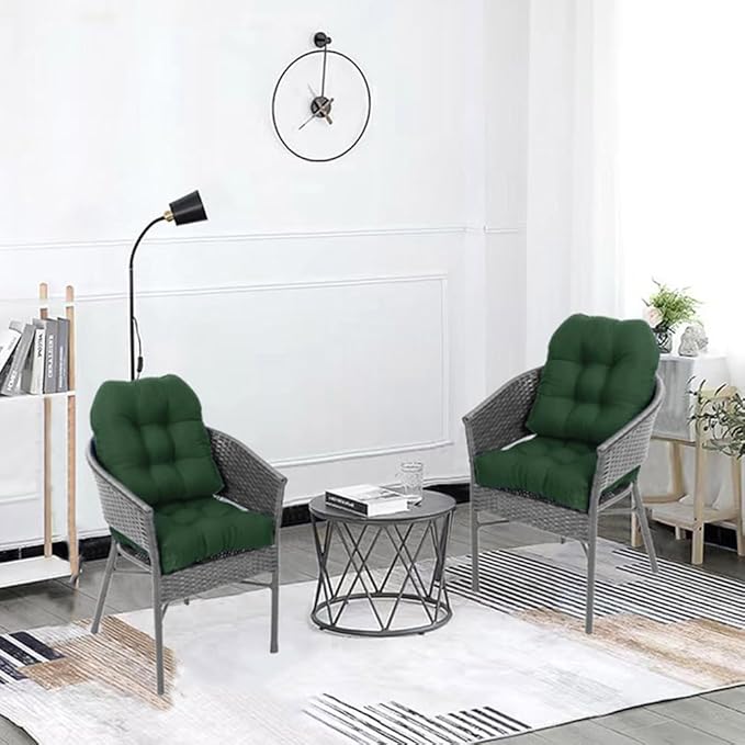 Srutirbo Pack of 2 Outdoor Indoor Tufted Seat Cushions, 18.9" x 18.9" U-Shape Cushions for Wicker Chair Seat,Patio Cushions, Furniture Dinning Chair Pad (Dark Green)