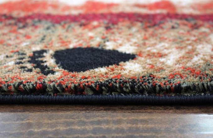 Masada Rugs, Cabin Lodge Area Rug Bear and Cub Scene (4 Feet X 5 Feet)
