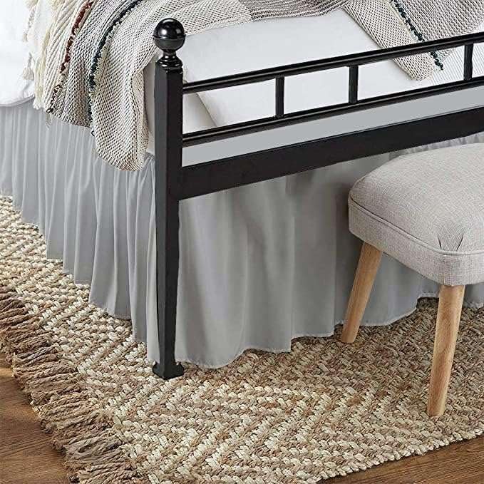 SlumberWell Twin Bed Skirt with Split Corners, Soft Microfiber, 20 Inch Drop, Light Grey Solid, Elegant Ruffled Design