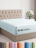 Extra Deep Full Fitted Sheet - Hotel Luxury Single Fitted Sheet Only - Easily Fits 18 inch to 24 inch Mattress - Ultra Soft, Wrinkle & Fade Free w/Extra Deep Pockets - Breathable & Comfy - Ice Blue