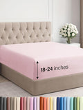 Extra Deep King Fitted Sheet - Hotel Luxury Single Fitted Sheet Only - Easily Fits 18 inch to 24 inch Mattress - Ultra Soft, Wrinkle Free with Extra Deep Pockets - Breathable & Comfy - Lavender Pink