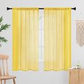 Sheer Curtains 63 Inches Long 2 Panels, Rod Pocket Short Curtain for Kitchen, Bedroom, Cafe Window(Yellow 38" W x 63" L)