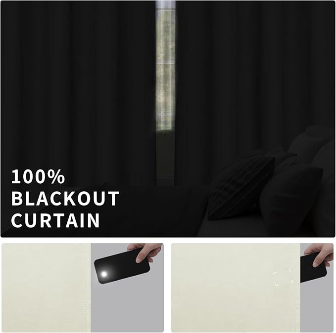 Easy-Going Linen Look Blackout Curtain Grommet Window Curtain Drapes for Bedroom, Living Room Thermal Insulated Room Darkening (2 Panels, 52x84 inch, Ivory)