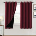 H.VERSAILTEX 100% Blackout Curtains for Bedroom Thermal Insulated Blackout Curtains 63 inch Length Heat and Full Light Blocking Curtains for Living Room with Black Liner 2 Panels Set, Burgundy