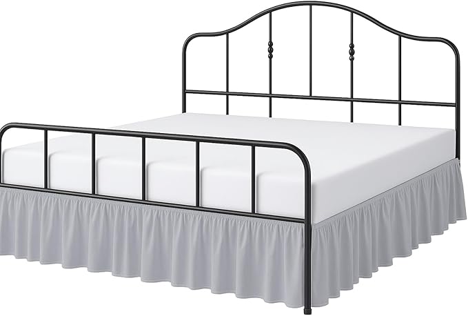 Cottington Lane Ruffled Bed Skirt Full Size with Split Corner, Brushed Microfiber Hotel Quality Silver Grey Dust Ruffle, 16 Inch Drop Gathered Bedskirt, Soft and Stylish, Shrinkage and Fade Resistant