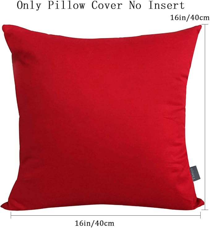 Thmyo 4-Pack 100% Cotton Comfortable Solid Decorative Throw Pillow Case Square Cushion Cover Pillowcase Sublimation Blank Christmas DIY Throw Pillow Covers for Couch Sofa Bed(16x16inch/40x40cm,Red)