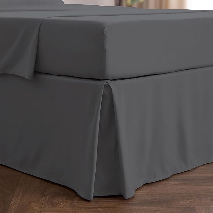 Mellanni Bed Skirt Queen Size - Bed Skirting - 15-Inch Tailored Drop Pleated Dust Ruffle - Hotel Luxury Bedding - Wrinkle, Fade, Stain Resistant - 1 Bedskirt (Queen, Gray)