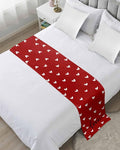 Valentine's Day White Love Hearts Bed Runners for Bedroom Hotel,Decorative Bedding Scarf Sweetheart and Quote on Red Bed End Blanket Bedding Runner Scarves for Twin Size Bed,71x20in