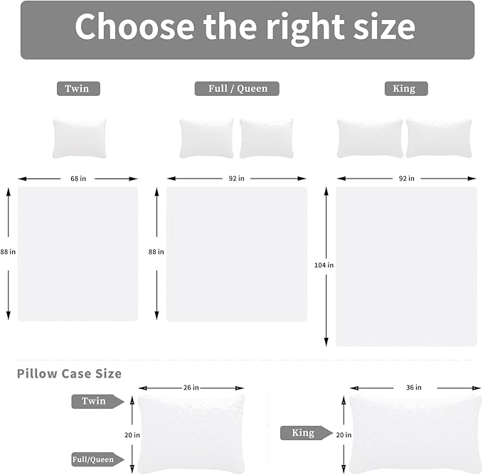 Easy-Going Full/Queen Size Reversible Quilt Set with 1 Quilt and 2 Pillow Shams, Soft Bed Quilt Cover, Water Resistant Lightweight Microfiber Bedspread, Stain Resistant, White/White