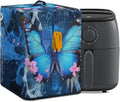 Air Fryer Dust Cover for Kitchen Appliance and Extra Accessories, Stain Resistant Washable Dust Covers with Storage Pockets Kitchen Decor, Blue Butterfly Flower
