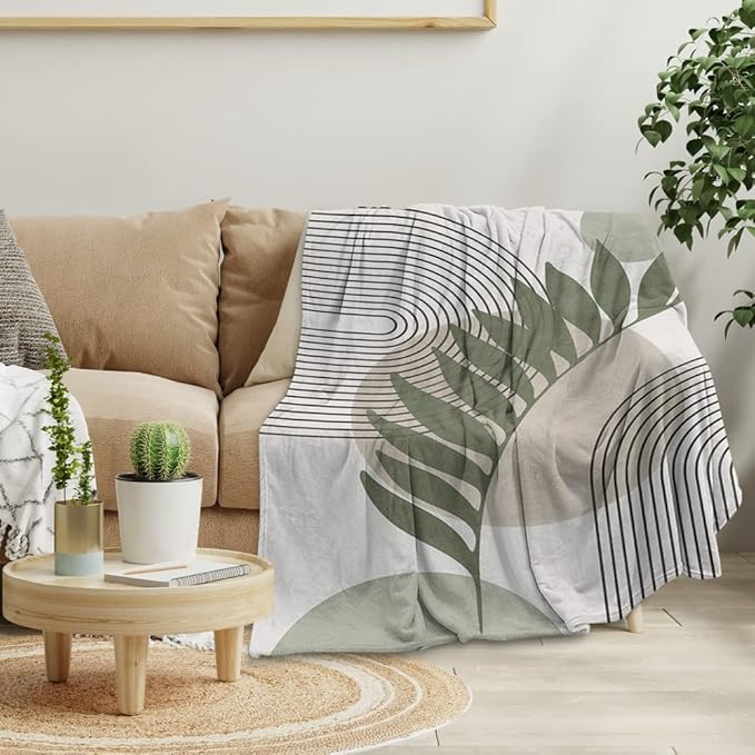 Boho Mid Century Throws Blankets Beige Yellow Modern Abstract Throw Blankets Minimalist Sun Boho Geometric Aesthetic Soft Warm Bed Bedding Women Blankets for Couch Bedroom Office 70"x80"