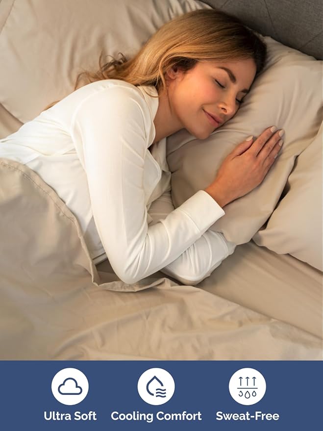 Extra Deep Pocket Split King Sheets - 5 Piece Breathable & Cooling Bed Sheets - Hotel Luxury Bed Sheet Set - Soft, Wrinkle Free & Comfy - Easily Fits Extra Deep Mattresses - Deep Pocket Cream Sheets