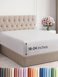 Extra Deep Full Fitted Sheet - Hotel Luxury Single Fitted Sheet Only - Easily Fits 18 inch to 24 inch Mattress - Ultra Soft, Wrinkle & Fade Free w/Extra Deep Pocket - Breathable & Comfy - French Grey