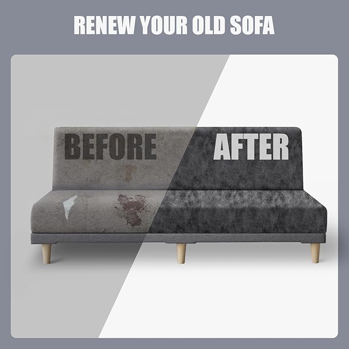 molasofa Leather Like Stretch Futon Slipcover Armless Futon Bed Sofa Cover Furniture Protector with Elastic Bottom, Soft and Washable Futon Cover for Sofa Bed Stay in Place（Larger，X Light Grey）