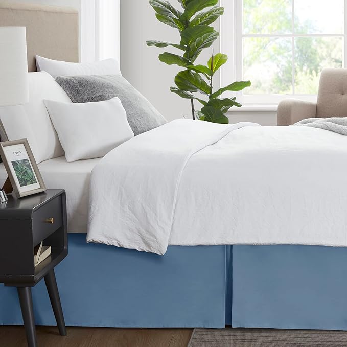 Nestl Blue Heaven Bed Skirt Cal King Size - Cal King Bed Skirt 14 Inch Drop - Brushed Microfiber Bed Skirts - Hotel Quality Pleated Bed Skirt - Shrinkage & Fade Resistant