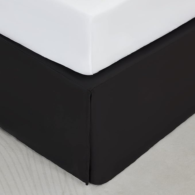 SONIVE Twin Bed Skirt,15" Drop Pleated Dust Ruffle,Classic Tailored Easy Fit Brushed Microfiber Skirts Hotel Quality Shrinkage & Fade Resistant Black