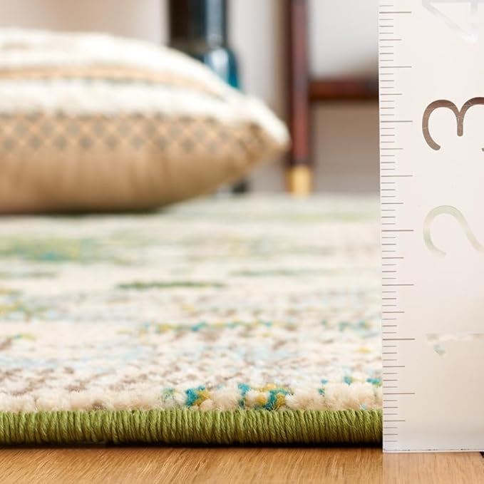 SAFAVIEH Monaco Collection Area Rug - 9' x 12', Green & Blue, Contemporary Design, Slip Resistant & Stain Resistant, Ideal for High Traffic Areas in Living Room, Bedroom & Dining Room (MNC225Y-9)