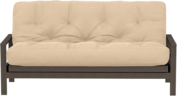 Royal Sleep Products by The Futon Factory 6 inch Memory Foam Futon Mattress - Solid Khaki Cover - Full Size - CertiPUR Certified Foams - Made in USA - (Frame not Included)