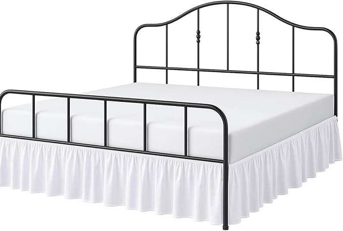 Cottington Lane Ruffled Bed Skirt Queen Size with Split Corner, Brushed Microfiber Hotel Quality White Dust Ruffle, 16 Inch Drop Gathered Bedskirt, Soft and Stylish, Shrinkage and Fade Resistant