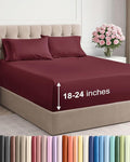 Extra Deep Pocket Queen Sheet Set - 4 Piece Breathable & Cooling Bed Sheets - Hotel Luxury Sheet Set - Soft, Wrinkle Free and Comfy - Easily Fits Extra Deep Mattresses - Deep Pocket Burgundy Sheets