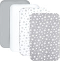 Mini Portable Crib Sheets 4 Pack for Boys or Girls (38" X 24"), Compatible with Dream on Me, Delta Porta Crib and Arms Reach Ideal Cosleeper, Grey