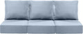 Luxury 22x24/22x25 6-Inch Patio Chair Cushions Set of 3 - Memory Foam Deep Seat Water-Resistant Patio Cushion for Dining Rocking Swivel Chairs Loveseat 3-Seater Sectional Sofa - Baby Blue