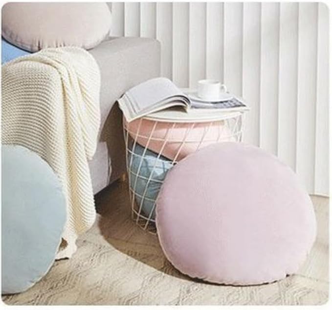MOJUN Round Throw Pillow, 15.7" Soft Solid Color Home Decorative Round Pillows Sofa Chair Cushion Floor Pillows for Couch Car Living Room Bed, Light Coffee