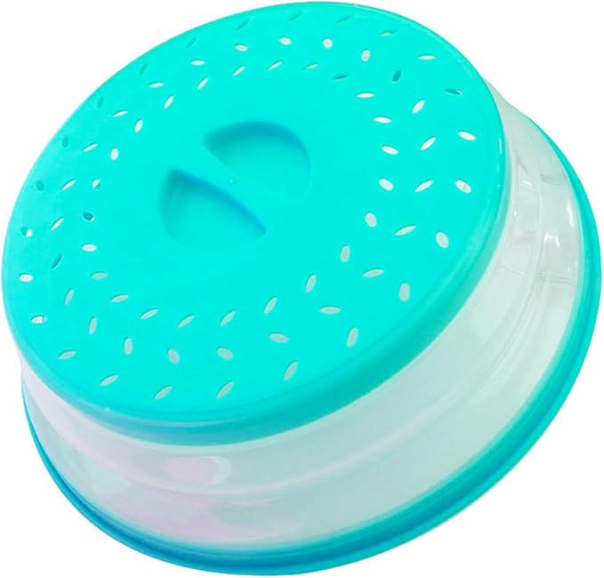 Collapsible Microwave Splatter Cover, 10.5 Inch, Microwave Plate Cover With Steam Vent (Sky blue)