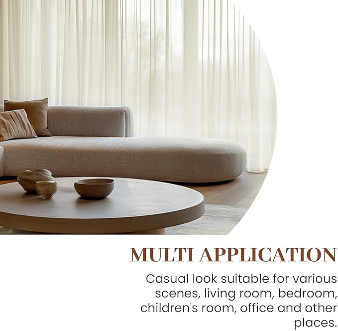 Dreaming Casa Ivory Sheer Curtains 102 Inches Long, Rod Pocket & Back Tab Light Filtering Textured Sheers for Living Room Bedroom, 2 Panels, Each 100" W x 102" L