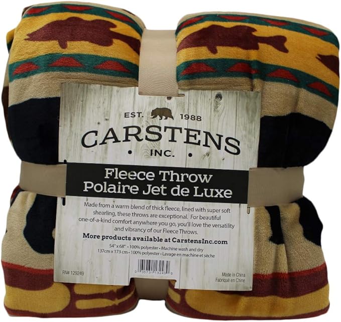 CARSTENS, INC. Ultra Premium Super Soft Plush Sherpa Fleece Oversized Throw Blanket 54" x 68", Bear Family