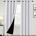 H.VERSAILTEX 100% Blackout Curtains for Bedroom Thermal Insulated Blackout Curtains 84 inch Length Heat and Full Light Blocking Curtains for Living Room with Black Liner 2 Panels Set, Pure White