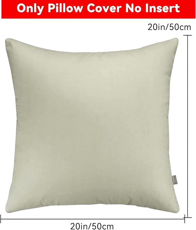 4-Pack 100% Cotton Comfortable Solid Decorative Throw Pillow Case,Thmyo Square Cushion Cover Pillowcase Sublimation Blank Pillow Covers DIY Throw Pillowcase for Sofa Bedroom(20x20 inch/ 50x50cm,Beige)