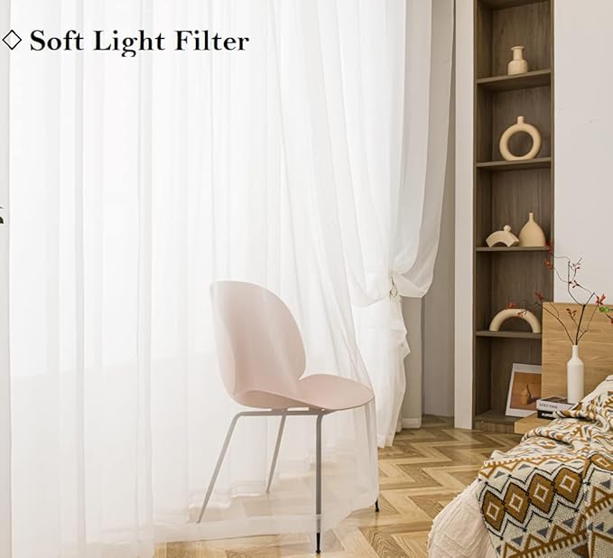 PI Extra Long Sheer Curtains Ivory Panels,Grommet Top Privacy Voile Window Drapery for Doorway/Villa 2 Panels (W52 X L160, Ivory)
