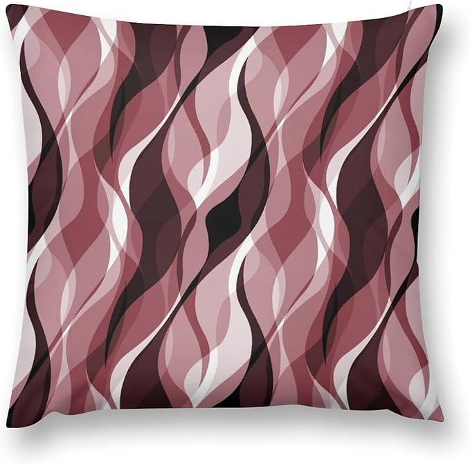 Burgundy Throw Pillow Covers Modern Abstract Ombre Burgundy Striped Decorations for Bedroom Living Room Farmhouse Sofa Pillows Bed Couch 12x12 Inch