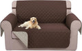U-NICE HOME Loveseat Sofa Cover Reversible Couch Covers for 2 Cushion Couch for Dogs Furniture Protector Cover with Elastic Straps Water Resistant(Loveseat Small, Coffee/Beige)