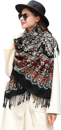 DANA XU 100% Merino Wool Extra Large Pashmina Blanket Travel Scarf Cashmere Wrap for Women Fall Winter Oversize Shawl Floral