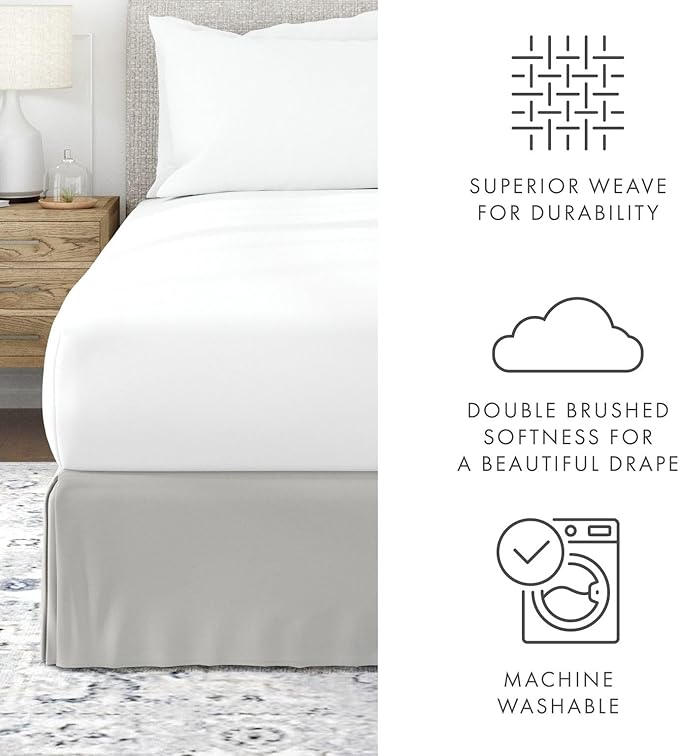 Linen Market Bed Skirt - Ultra Soft Microfiber - Easy Fit with 14" Tailored Drop - Hotel Quality, Shrinkage & Fade Resistant - Bed Cover - Cal King Bed Skirt - Bedroom Décor - (Cal King, Light Gray)