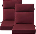 Sunbrella Outdoor High Back Chair Cushion Seat Pads, 44 x 21 Inch Water-Repellent & Fade-Resistant Patio Furniture Cushions with Ties for Adirondack, Rocking Chairs, Spectrum Ruby